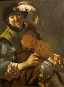 'A Boy Violinist' painting by Hendrick Terbrugghen, Dayton Art Institute. Free illustration for personal and commercial use.