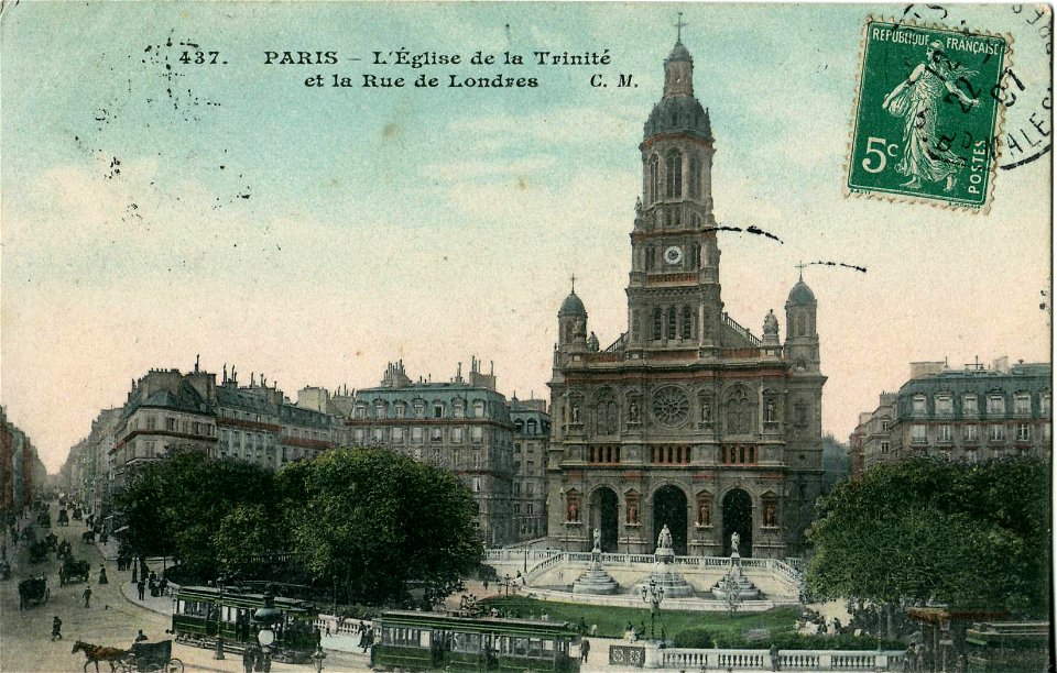 CM 437 - PARIS - L'Eglise de la Trinité et la Rue de Londres