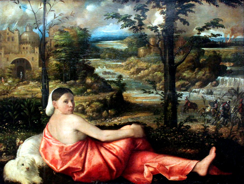 1522 Cariani Ruhende junge Frau in einer Landschaft anagoria