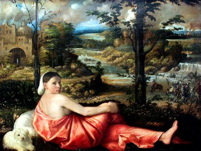 1522 Cariani Ruhende junge Frau in einer Landschaft anagoria