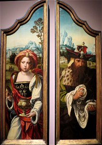 Mary Magdalene and Joseph of Arimathea by Pieter Coecke van Aelst, California Palace of the Legion of Honor. Free illustration for personal and commercial use.