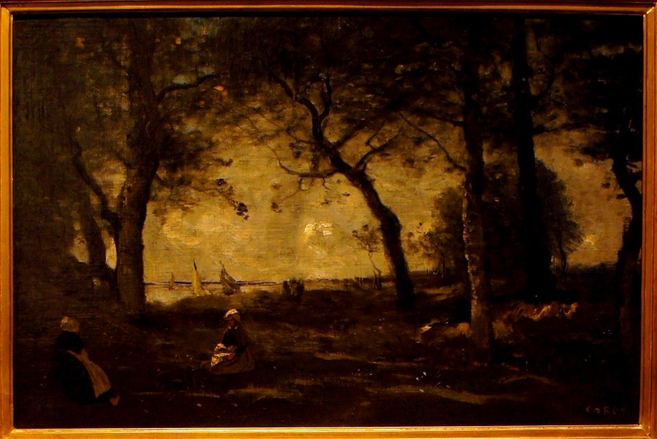C. Corot Honfleur la mer derierre les arbres