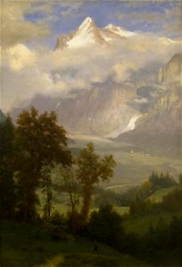 View of Wetterhorn from the Valley of Grindelwald by Albert Bierstadt, San Diego Museum of Art. Free illustration for personal and commercial use.