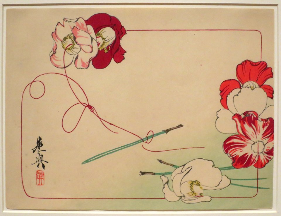 Camellias by Shibata Zeshin from Comparing Flowers, Volume 6