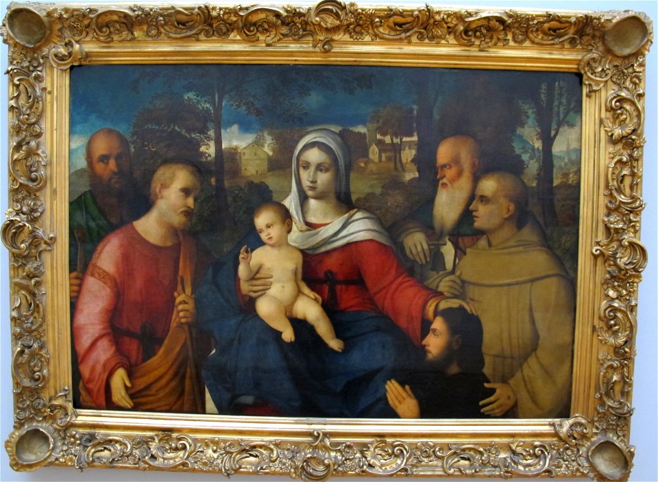 Francesco bissolo, madonna col bambino e santi, XVI sec