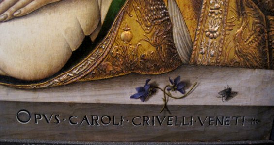 Carlo crivelli, madonna col bambino, V&A, 1480 ca. 05 firma
