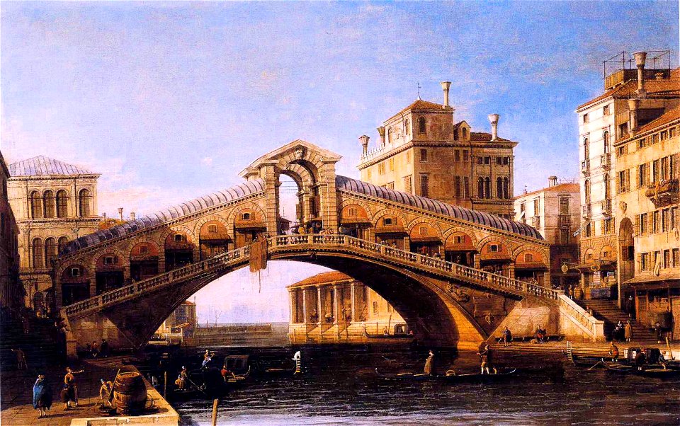 Canaletto - Capriccio of the Rialto Bridge with the Lagoon Beyond