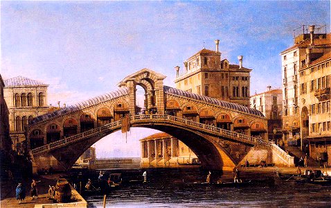 Canaletto - Capriccio of the Rialto Bridge with the Lagoon Beyond