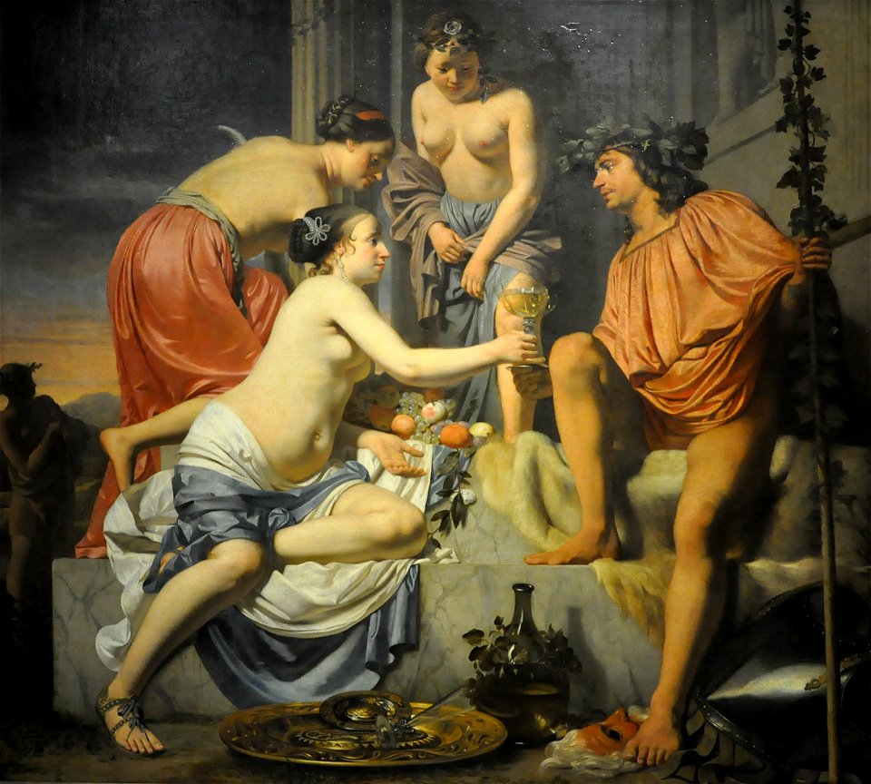 Caesar van Everdingen (ca.1617-1678) - Nimfen bieden de jonge Bacchus wijn, fruit en bloemen aan - Düsseldorf Museum Kunstpalast 15-08-2012 14-58-39