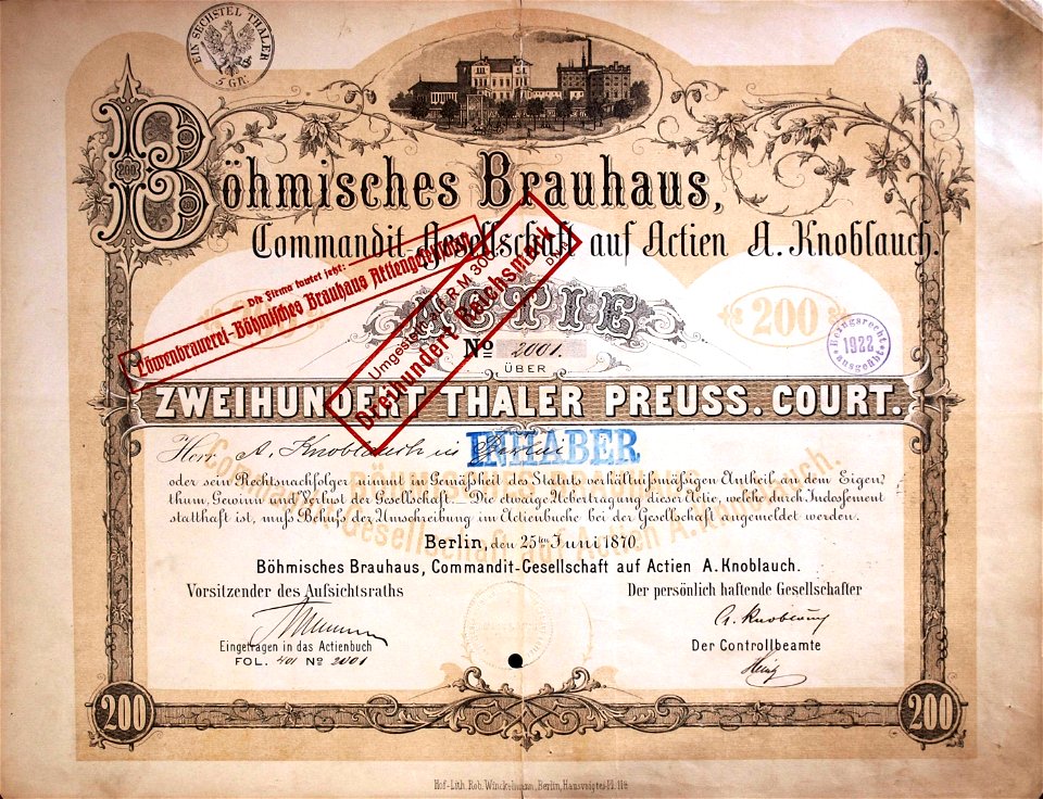 Böhmisches Brauhaus 1870