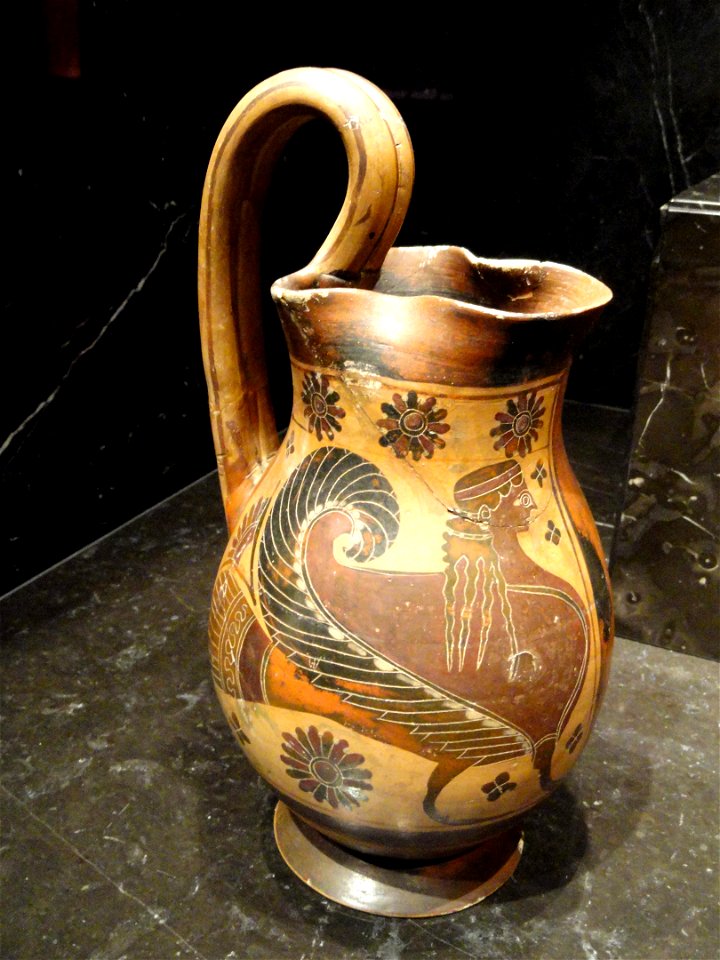 Black-figure olpe by the Gorgon Painter, terracotta, Athens, probably 590-580 BCE - Nelson-Atkins Museum of Art - DSC08177