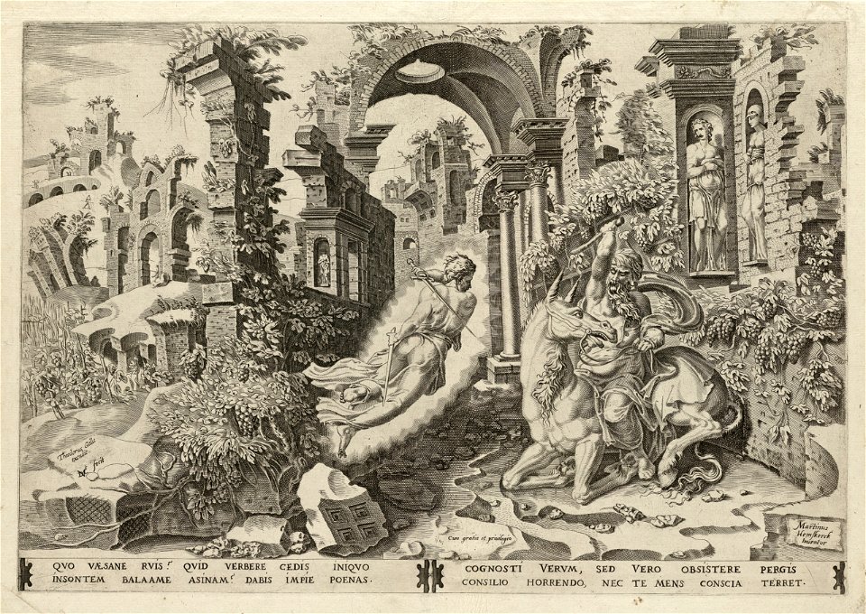 Bileam (Balaäm) en de engel (Numeri 22 tm 25). NL-HlmNHA 1477 53007766