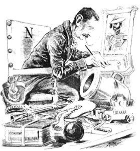 Caricatura de Galdós en Madrid Cómico ca.1898