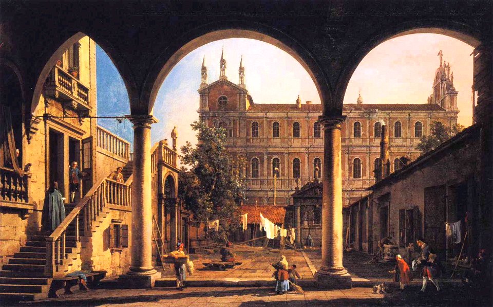Canaletto - Capriccio of the Scuola di San Marco from the Loggia of the Palazzo Grifalconi-Loredan