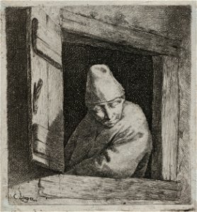 Boer in vensteropening, NL-HlmNHA 53010059
