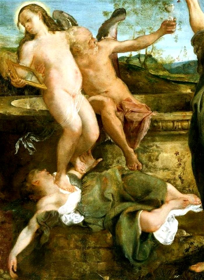 CARRACCI, Annibale - An allegory of Truth and Time (1584-5) (cropped)