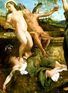 CARRACCI, Annibale - An allegory of Truth and Time (1584-5) (cropped). Free illustration for personal and commercial use.
