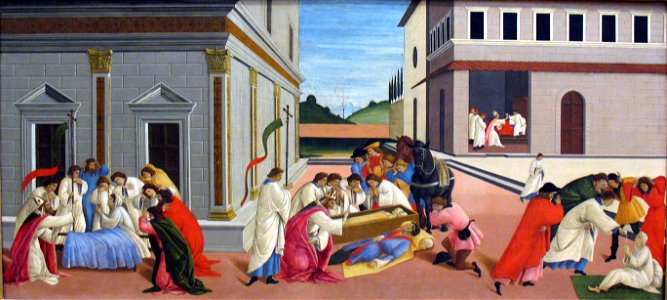 1506 Botticelli Drei Wunder des Heiligen Zenobius anagoria. Free illustration for personal and commercial use.