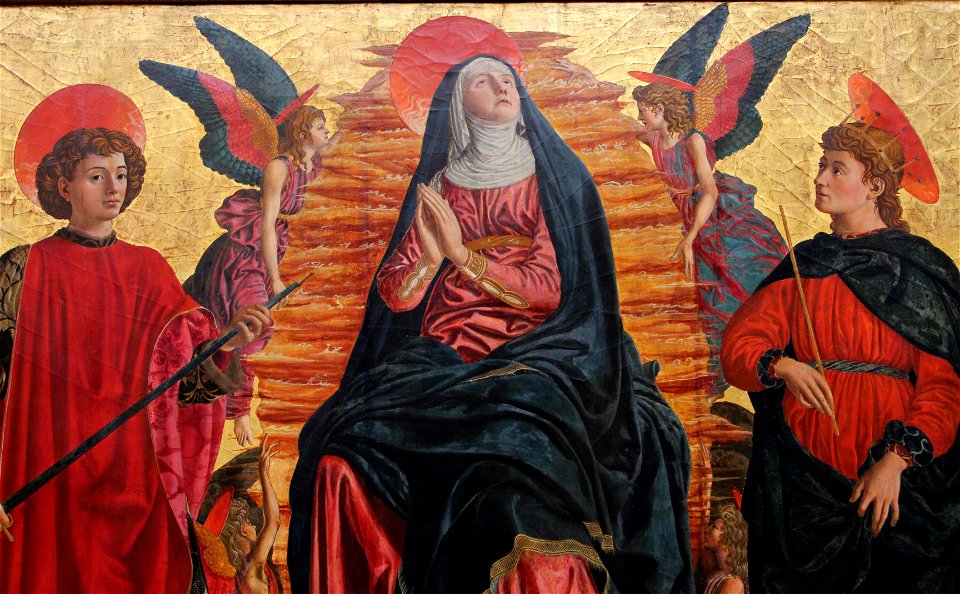 Andrea del castagno, ascensione di maria tra i ss. giuliano e miniato, 1449-50 ca. 04
