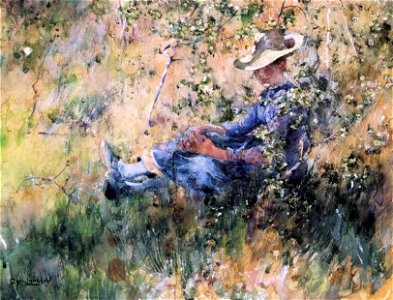 Carl Larsson - Girl by a Flowering Hawthorn Bush
