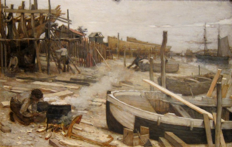 'The Boatyard' by Jean-Charles Cazin, c. 1875