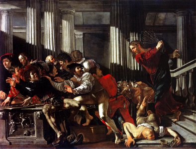 Cecco del Caravaggio Expulsión de los mercaderes del templo 1610 Staatliche museen Berlin