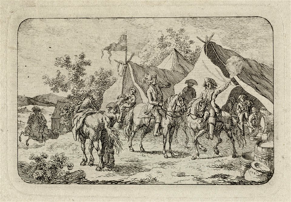 Cavalerie bij een tentenkamp. NL-HlmNHA 1477 53012159