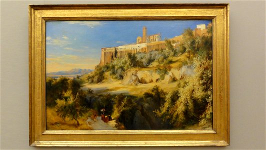 Blechen, Carl — Blick auf Assisi — 1832-35. Free illustration for personal and commercial use.