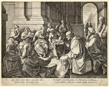 Boaz in gesprek met de ouderlingen. Ruth 41-12. NL-HlmNHA 1477 53008463