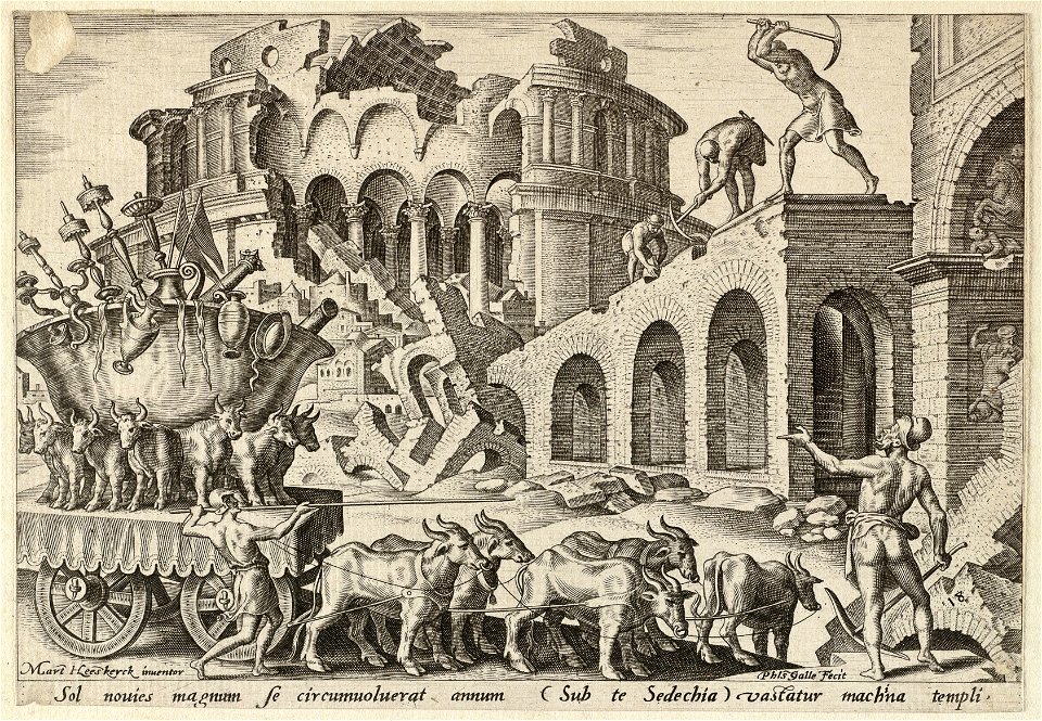 De Chaldeeën plunderen de tempel van Jeruzalem 2 Koningen 2510 en 2513-17. NL-HlmNHA 1477 53008071