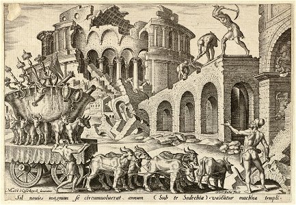 De Chaldeeën plunderen de tempel van Jeruzalem 2 Koningen 2510 en 2513-17. NL-HlmNHA 1477 53008071