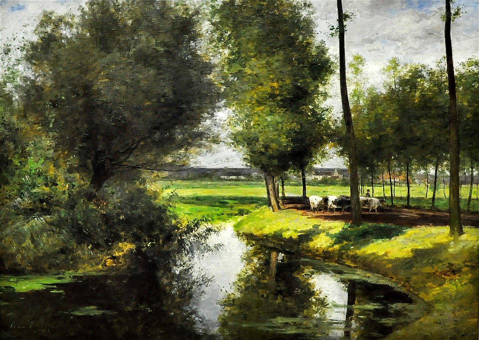 Cesar de Cock (1823-1904) Leielandschap of De weg naar het Patijntje in Gent (1863) MSK Gent 22-11-2015 