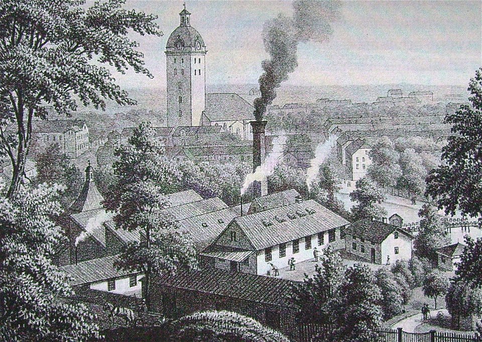 Borås väveri 1871. Edward Davies, Charles Hill, William Robertson