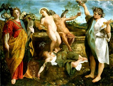 CARRACCI, Annibale - An allegory of Truth and Time (1584-5). Free illustration for personal and commercial use.