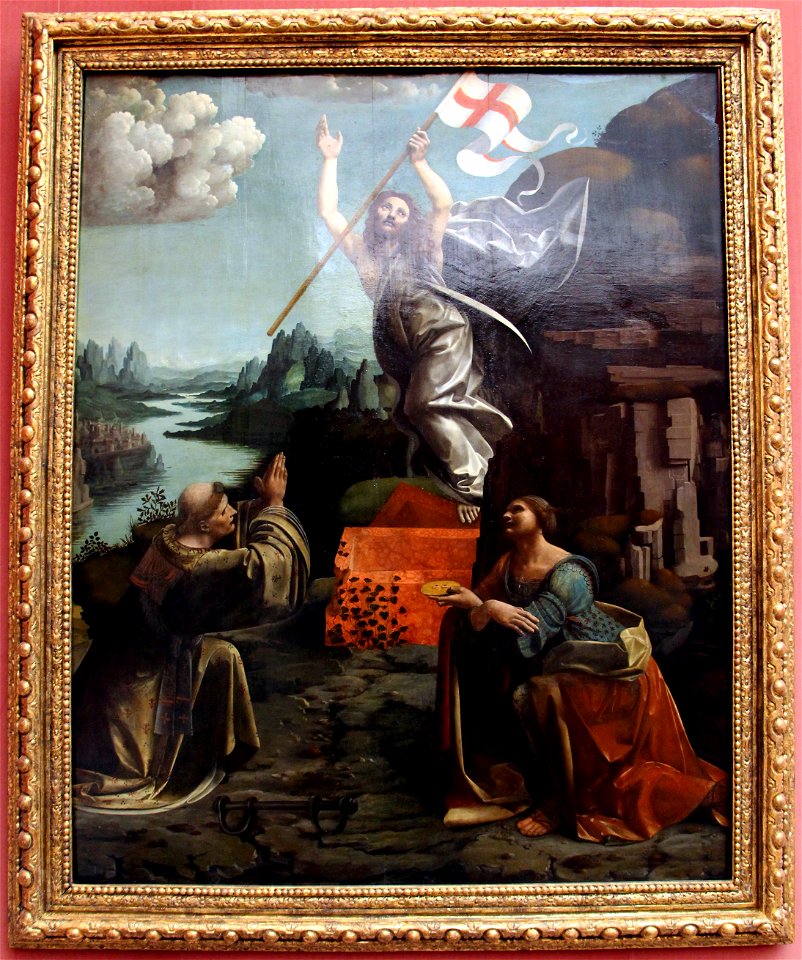 Giovanni antonio boltraffio, ascensione di gesù tra i ss. leonardo di noblac e lucia, 1491-94, 01