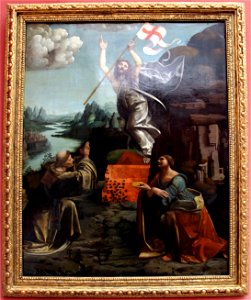 Giovanni antonio boltraffio, ascensione di gesù tra i ss. leonardo di noblac e lucia, 1491-94, 01. Free illustration for personal and commercial use.