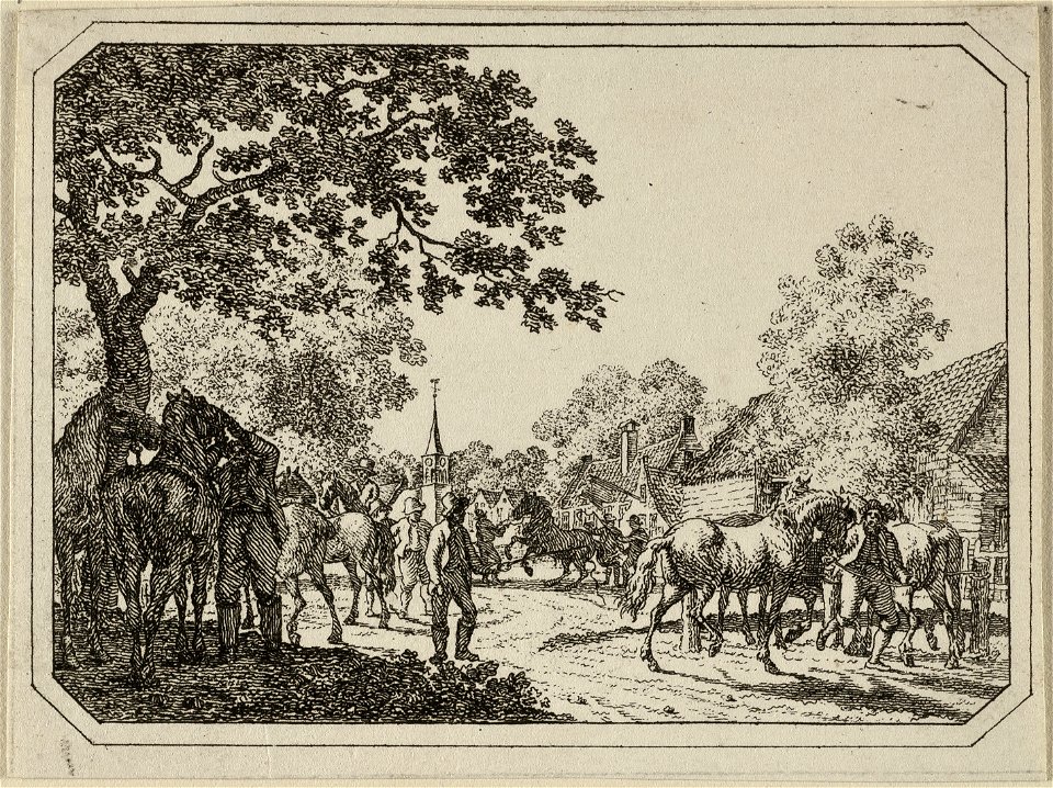 Dorpsgezicht tijdens een paardenmarkt. NL-HlmNHA 1477 53012152