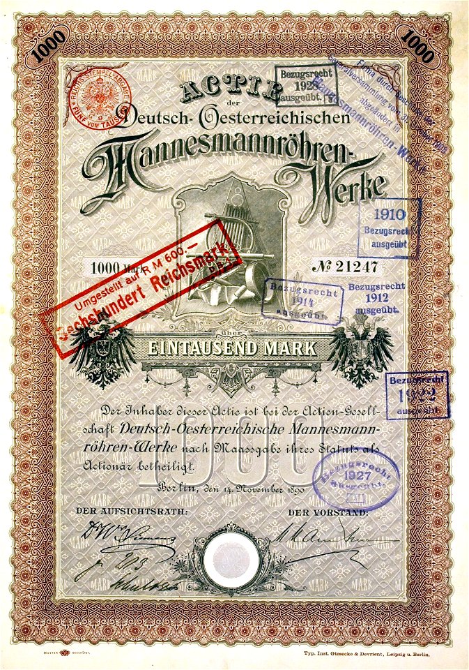 Deutsch-Oesterreichische Mannesmannröhren-Werke 1890 Max