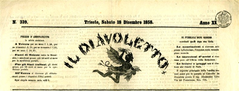 Diavoletto 1858-12-18 Zeitungskopf
