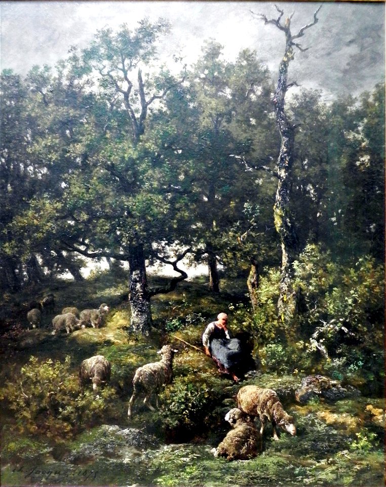 Charles Emile Jacque Schäferin m Herde