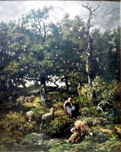 Charles Emile Jacque Schäferin m Herde