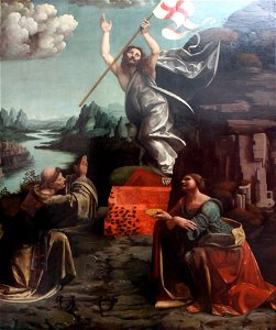 1492 Boltraffio Auferstehung Christi mit dem hl Leonhard von Noblac und Lucia anagoria