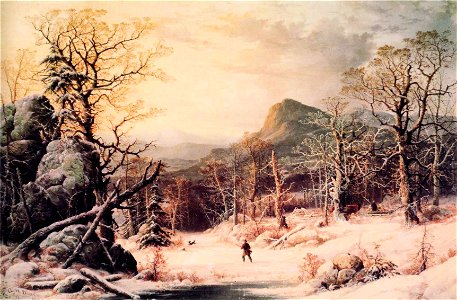 George Henry Durrie - Hunter in Winter Wood