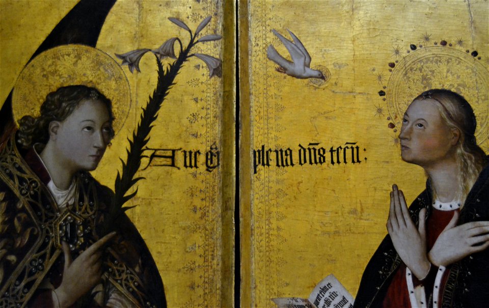 Detall de l'anunciació de Jacomart, museu de Belles Arts de València