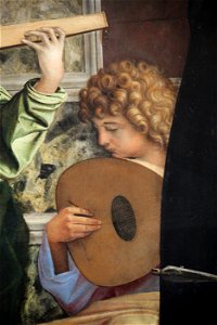Dettaglio angelo, Pala di San Giobbe di Giovanni Bellini. Free illustration for personal and commercial use.