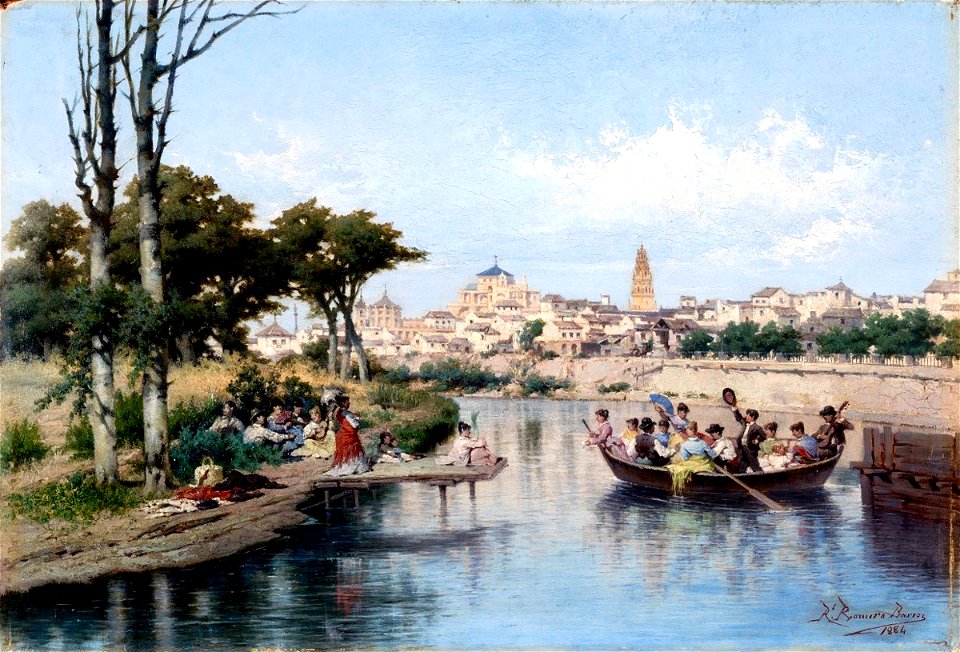 Domingo en Córdoba a orillas del Guadalquivir by Rafael Romero Barros