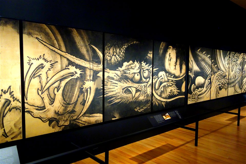 Dragon and Clouds by Soga Shohaku, 1763, set of eight panels, ink on paper DSC02793