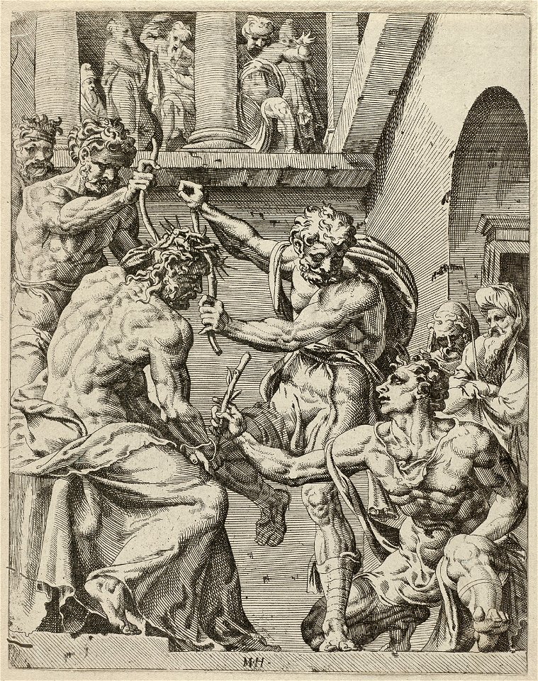Doornenkroning van Christus (Matheus 2727-29 Marcus 1516-19 Johannes 192-3). NL-HlmNHA 1477 53008615