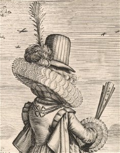 Habitus et cultus Matronarum Nobilu et Rusticarum - Woman in the mode of ca. 1620 (cropped)
