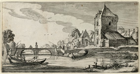 Dorp aan een rivier. NL-HlmNHA 53012389